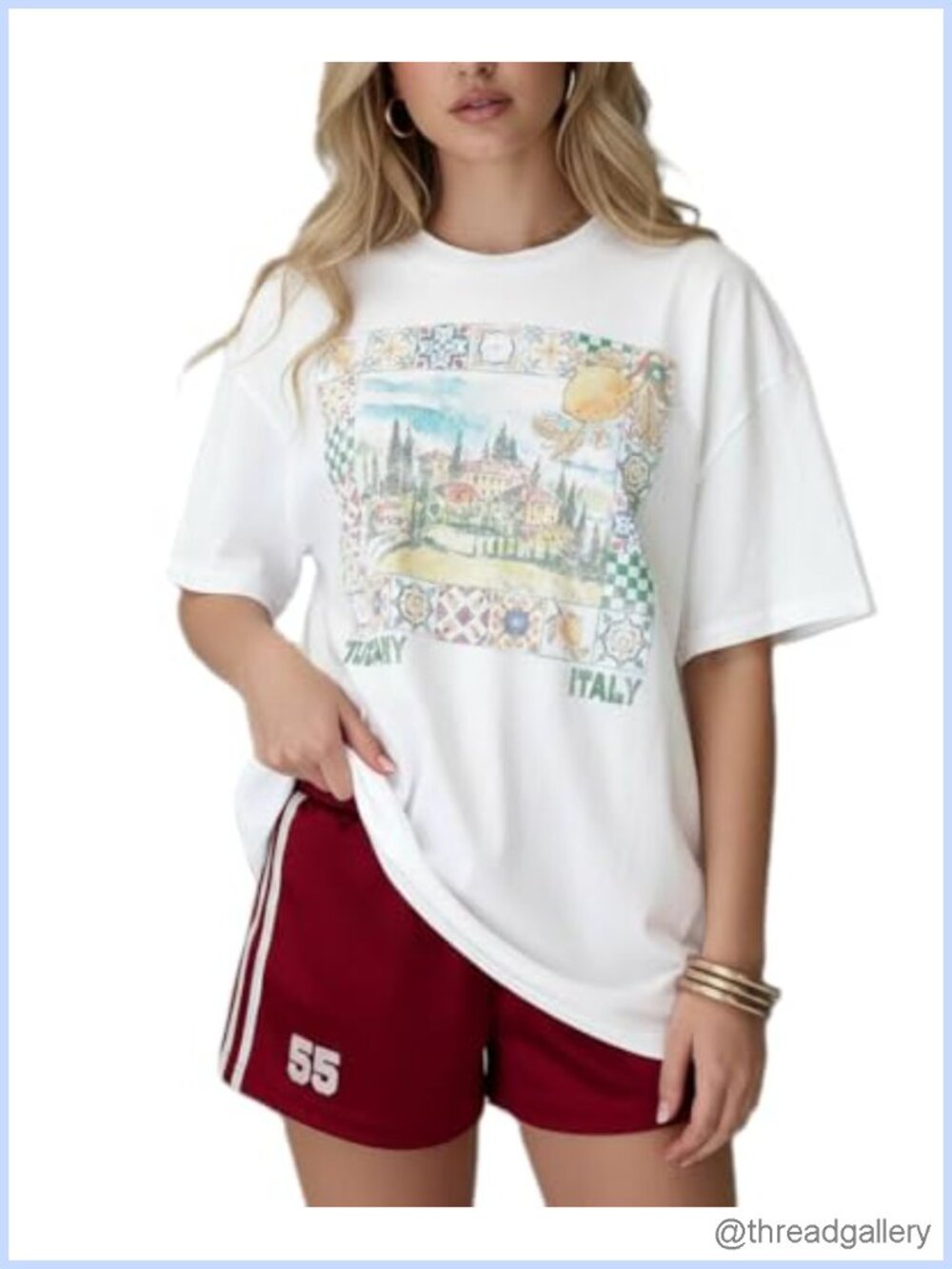 Women Teen Girl Oversized Summer Top Y2k Hawaii Short Sleeve Graphic Shirt